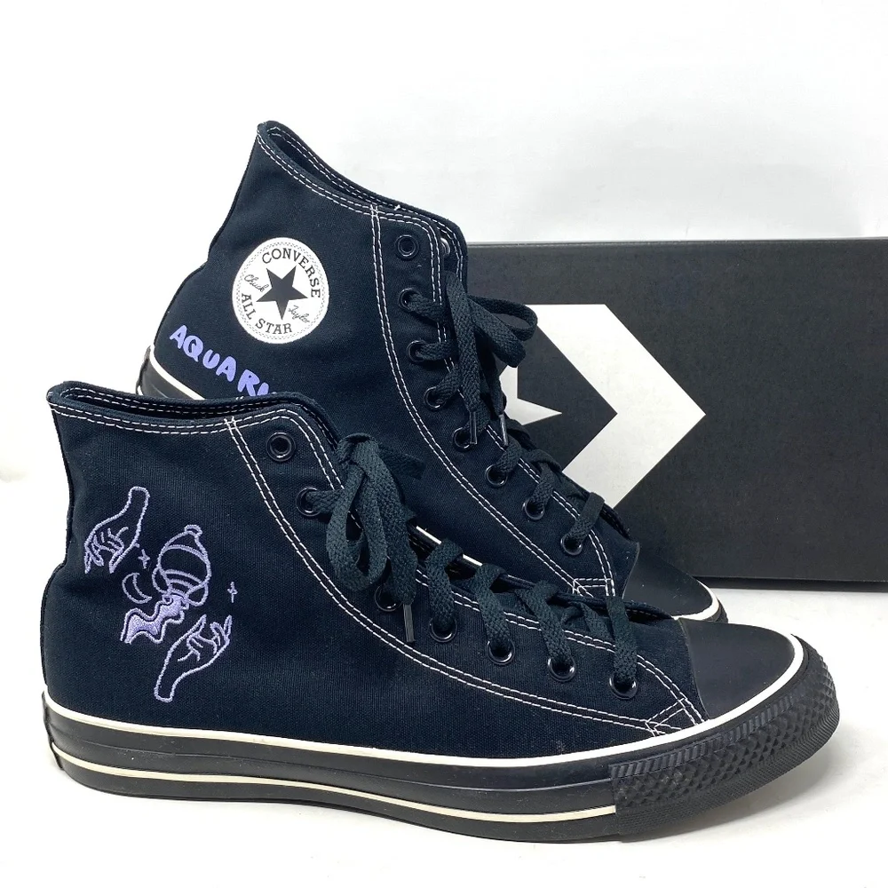 Converse Chuck Taylor High Top Sneaker For Men Canvas Black Custom 172516C-BLKAQ